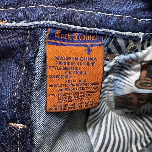 Rock Revival Womens Adele Boot Jeans Size 26 Blue Stretch Pocket Details *flaw* - Picture 12 of 16
